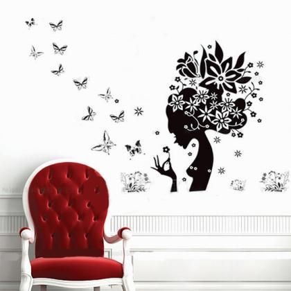 Fashion Removable Wall Stickers Sexy Black Girl Home Decor Window