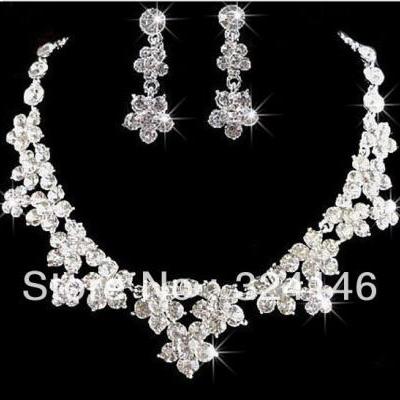 alloy necklace bridal jewelry sets best gift for beautiful bride flower crystal necklace wedding accessory