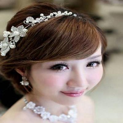 Bridal Bridesmaid Headdress Pearl Diamante Butterfly Love Flower Headband Tiara for Wedding Party