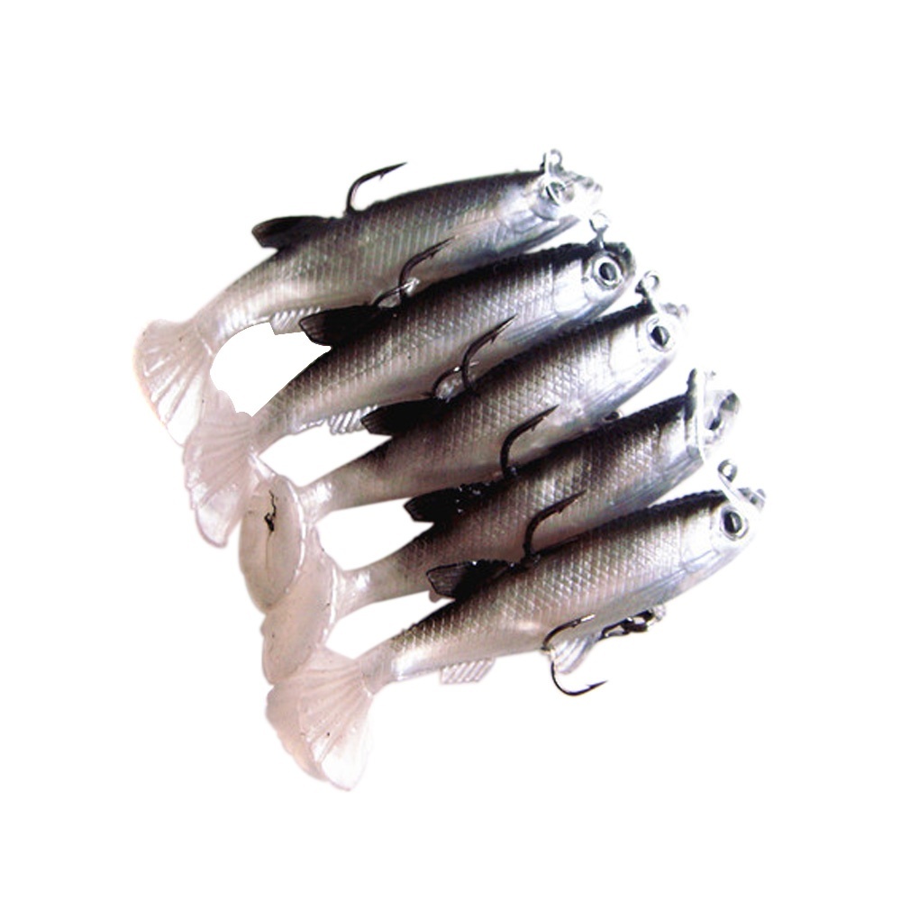5pcs Lot Pvc Soft Bait Fish Fishing Lures Lead Head Minnow Bass