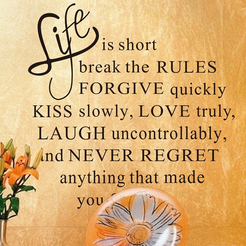 Life Is Short Break The Rules Quote Wall Sticker Vinyl Home Wall