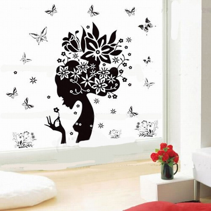 Fashion Removable Wall Stickers Sexy Black Girl Home Decor Window