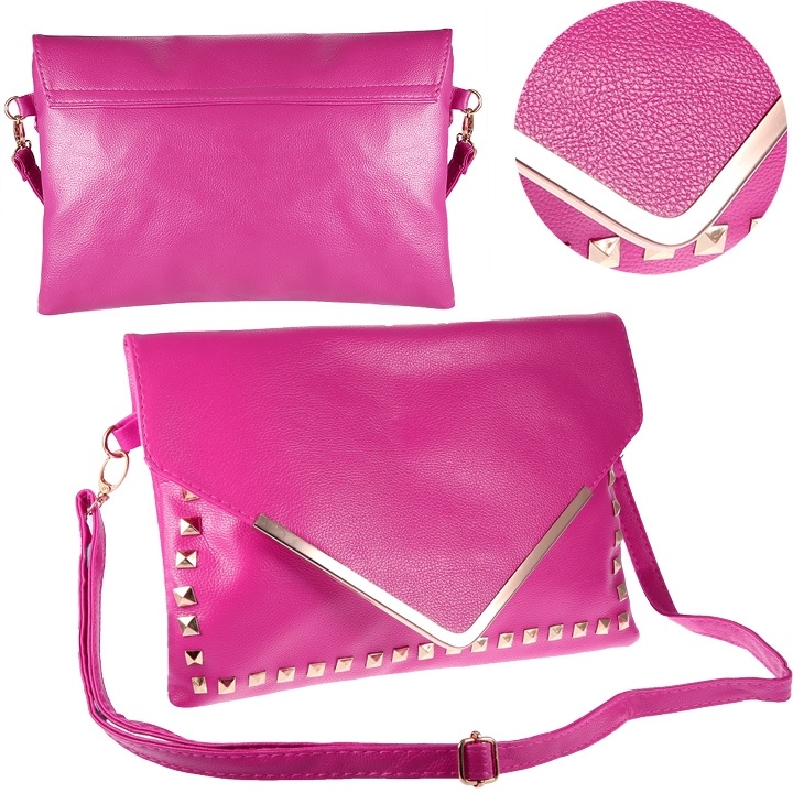 Women Rivet Synthetic Leather Shoulder Bag Handbag Messenger Bag Cross Bag B_W