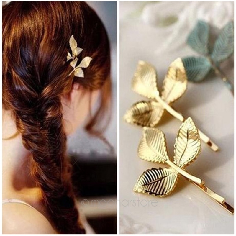 Fashion Womens Leaf Design Gold Hairpin Barrette Hair Clip On Luulla